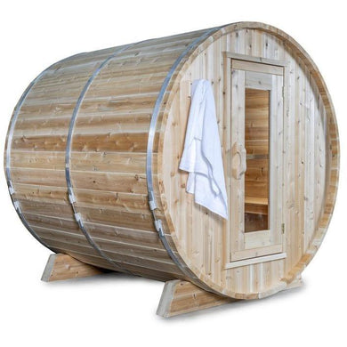 Dundalk 4 Person White Cedar Harmony Outdoor Barrel Sauna CTC22W - Zen Saunas