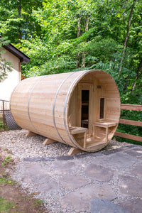 Dundalk Canadian Timber White Cedar Tranquility Outdoor Barrel Sauna CTC2345H - Zen Saunas