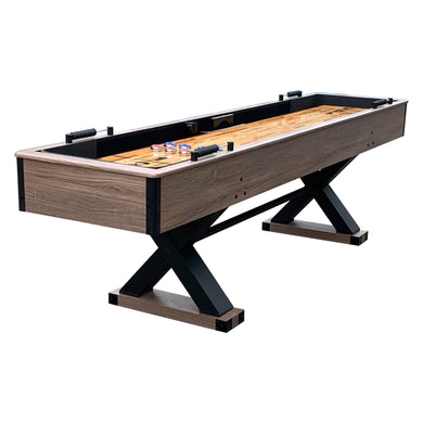 Excalibur 9-ft Shuffleboard Table - Driftwood Finish - Zen Saunas