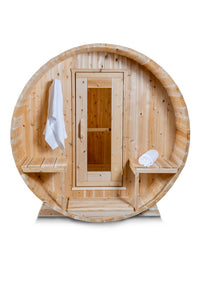 Dundalk Canadian Timber White Cedar Serenity Outdoor Barrel Sauna CTC2245W - Zen Saunas