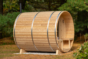 Dundalk Canadian Timber White Cedar Serenity Outdoor Barrel Sauna CTC2245W - Zen Saunas