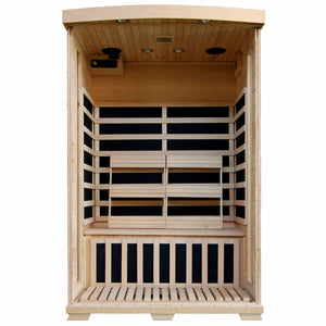 HeatWave Coronado 2-Person Hemlock Deluxe Infrared Sauna w/ 6 Carbon Heaters - SA-2409 - Zen Saunas
