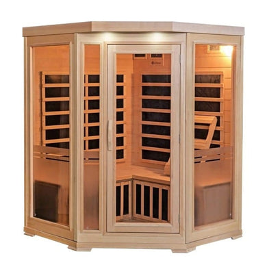 HeatWave Sonoma 3-Person Hemlock Infrared Corner Sauna with 7 Carbon Heaters - SA7019 - IN STOCK - Zen Saunas