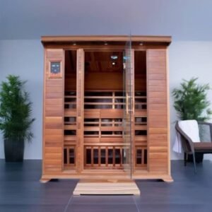 SunRay Sequoia 4 Person Cedar Infrared Indoor Sauna with Carbon Heaters  -  HL400K