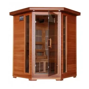 HeatWave 3-Person Cedar Corner Infrared Sauna w/ 7 Carbon Heaters SA1312  -  IN STOCK